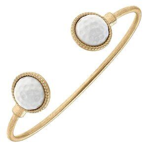 Flynn Enamel Golf Ball Cuff Bracelet in White